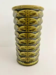 Vintage McCoy USA Blumenmuster Atomic Starburst Vase 1960er Jahre Avocado grün #400 - Bild 1 von 5