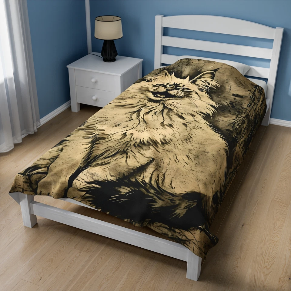 Charming Cat Art - Velveteen Plush Blanket, Cat Lover Gift, Cozy Home Decor - Image 1 of 1