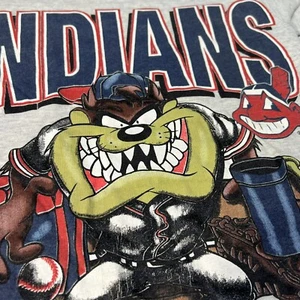 Vintage 1997 Cleveland Indians Looney Tunes Taz T-Shirt Youth MLB - Picture 1 of 5