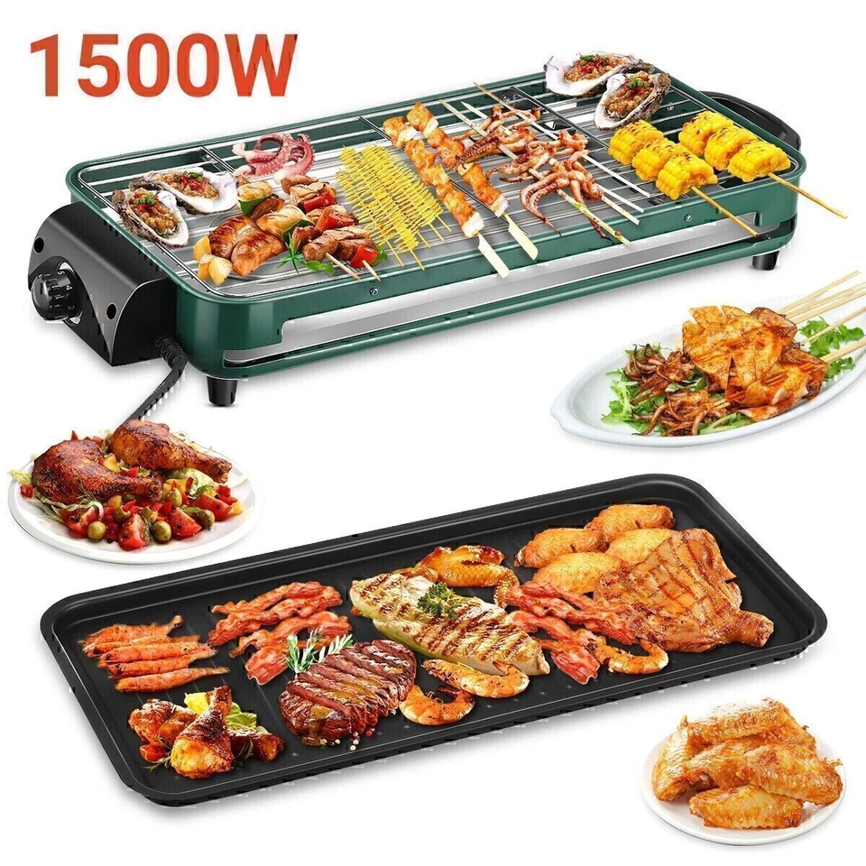 2in1 Tischgrill elektrisch Stufenlos Elektrogrill 1500W Tisch Grill Indoor BBQ - Bild 1 von 4