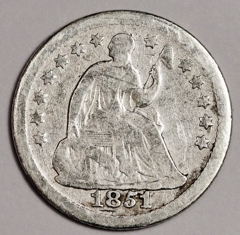 1851-o Liberty Seated Half Dime.  VG.  158149 Cover
