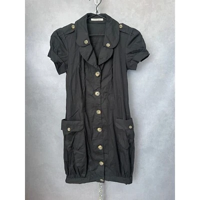 Vestido Bottega Veneta Negro Con Botones Bolsillos Manga Corta Hecho en Italia Foto 1 de 4