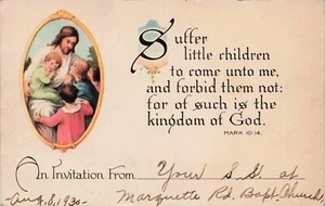 1930 Invitation to Sunday School Marquetted Rd Baptist Church Illinois - Picture 1 of 2