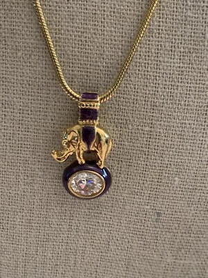 Edgar Berebi Limited Edition Gold Tone Elephant Crystal Pendant Necklace 18” B7 - Image 1 of 4