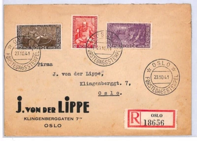 NORWAY WW2 FDC *SNORRE STURLASON* 1941 Oslo Registered German Occupation YX400 - Image 1 of 4