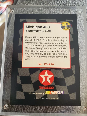 Davey Allison, Maxx Race Cards, 1992, Texaco Star Team, Wall Plaque, 8" x 10" Cover