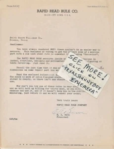 1920 SIOUX CITY IOWA EA BERN RAPID READ RULE ADV RULERS - Picture 1 of 1