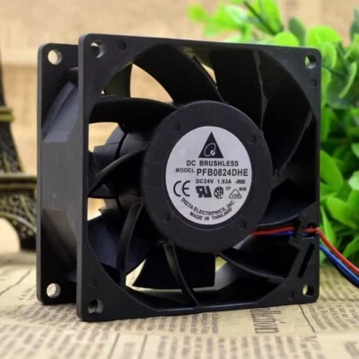 DELTA PFB0824DHE 24V 1.63A 8038 8cm 3pin Cooling Fan - Image 1 of 4