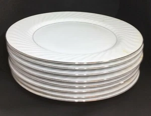DUCHESS by JAPAN -Embossed Swirl Border Platinum Trim Plates- 10 1/2" (lot of 8) - Picture 1 of 6