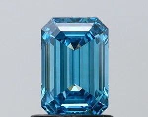 Emerald 1.07 Carat Fancy Vivid Blue VS1 CVD Loose Lab Grown Diamond - Picture 1 of 3