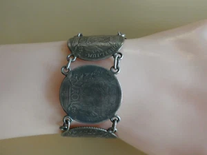 A421-835er Silber Münzarmband Lang 18 cm Breit 2,5 cm Gewicht 33 Gramm - Bild 1 von 11