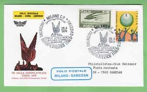 Milan Coira Samedan 1979 1st postal flight Italy Switzerland first flight cover - Picture 1 of 3
