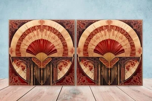 Azulejos de cerámica de diseño Art Deco - Juego de 2 azulejos de decoración de pared Art Deco, azulejos Art Deco - Imagen 1 de 3