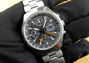 SINN 157 St 40 mm Cronógrafo Tritio Lemania 5100 CAJA Banda de nido de abeja original - Imagen 1 de 13