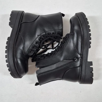 Botas de combate sin usar negras con cremallera para mujer talla 6M grunge motociclista gótico Foto 1 de 4