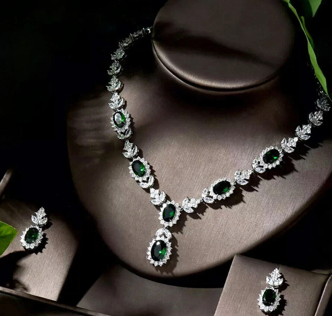 55Carat Colgante De Esmeralda Genuina Natural Ovalado Diseño Simple En Plata De Ley 92.5?, Gema Cristal Metal Diamante De Imitación, Esmeralda