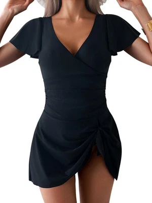 One Piece Swimsuits for Women Tummy Control Swimdress V Neck Swimwear Size M - Image 1 of 4
