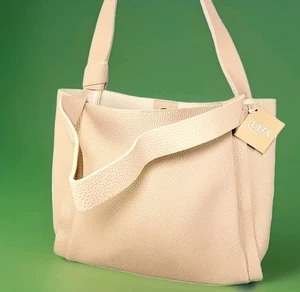 Hobo Shoulder Bag Ulta Beauty Faux Vegan Pebble Leather Snap Beige NWT! - Picture 1 of 11