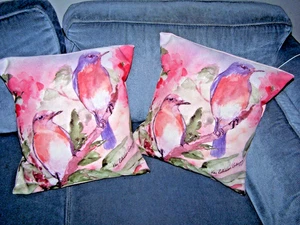 Set di due cuscini colorati Songbird Flora Throw con copertine rimovibili - usati in ottime condizioni - Foto 1 di 2