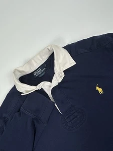 Polo Ralph Lauren Para Hombres Talla L Rugby Polo Azul Manga Larga Codo Arrugado De Colección - Imagen 1 de 8
