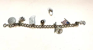 Vintage Sterling Silber Bettelarmband mit Charms und einem extra Sterling Charm - Bild 1 von 4