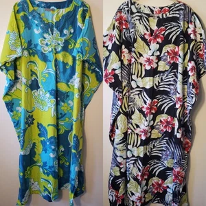 Peppermint Bay Caftan Mumu Juego De Dos Talla Única Algodón Tropical Comodidad - Imagen 1 de 18