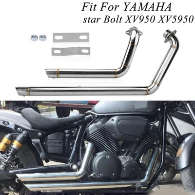 Full Exhaust Pipe System Kits Chrome For Yamaha V-Star 950 Bolt XVS950 2009-2024 Foto 1 de 4