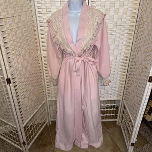 Retro Pink House Coat Robe Size 12-14 Sears Large Medium Apostrophe - Picture 1 of 11
