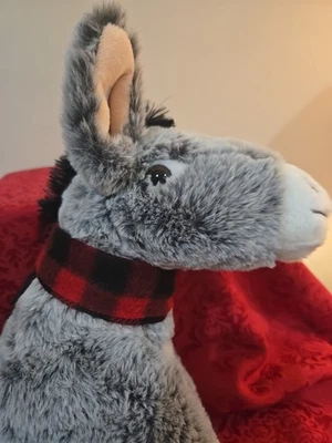 Plush Gray Donkey With Christmas Scarf - Image 1 of 4