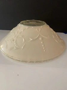 Vintage Art Deco Peachy/Pink Frosted Glass 3 Hole Scalloped Embossed Light Shade - Picture 1 of 12
