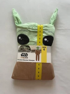 Star Wars The Mandalorian Yoda Kids Hooded Blanket Sleeper Size 6 Kids New - Picture 1 of 4