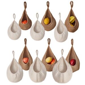 Breathable Fruit and Vegetable Hanging Rope Baskets Eco Friendly Jute Set of 3