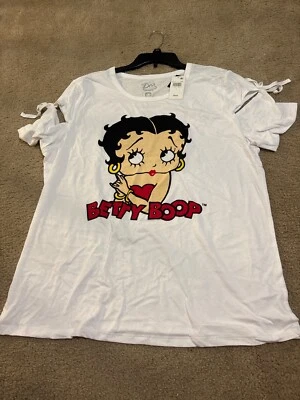 Vintage Y2k Betty Boop Cute Hearts Graphic T Shirt Sz Mens XXL Doe White NWT - Image 1 of 4