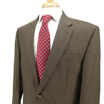 Chaps Medium Brown Multicolor Houndstooth Check Blazer Sport Coat Jacket 42R - Image 1 of 4