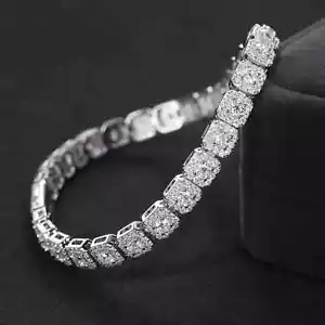 Bracciale Tennis 5ct Oro 18K Diamanti Test Pass Creato in Laboratorio VVS1/D/Ottimo 20cm - Foto 1 di 4