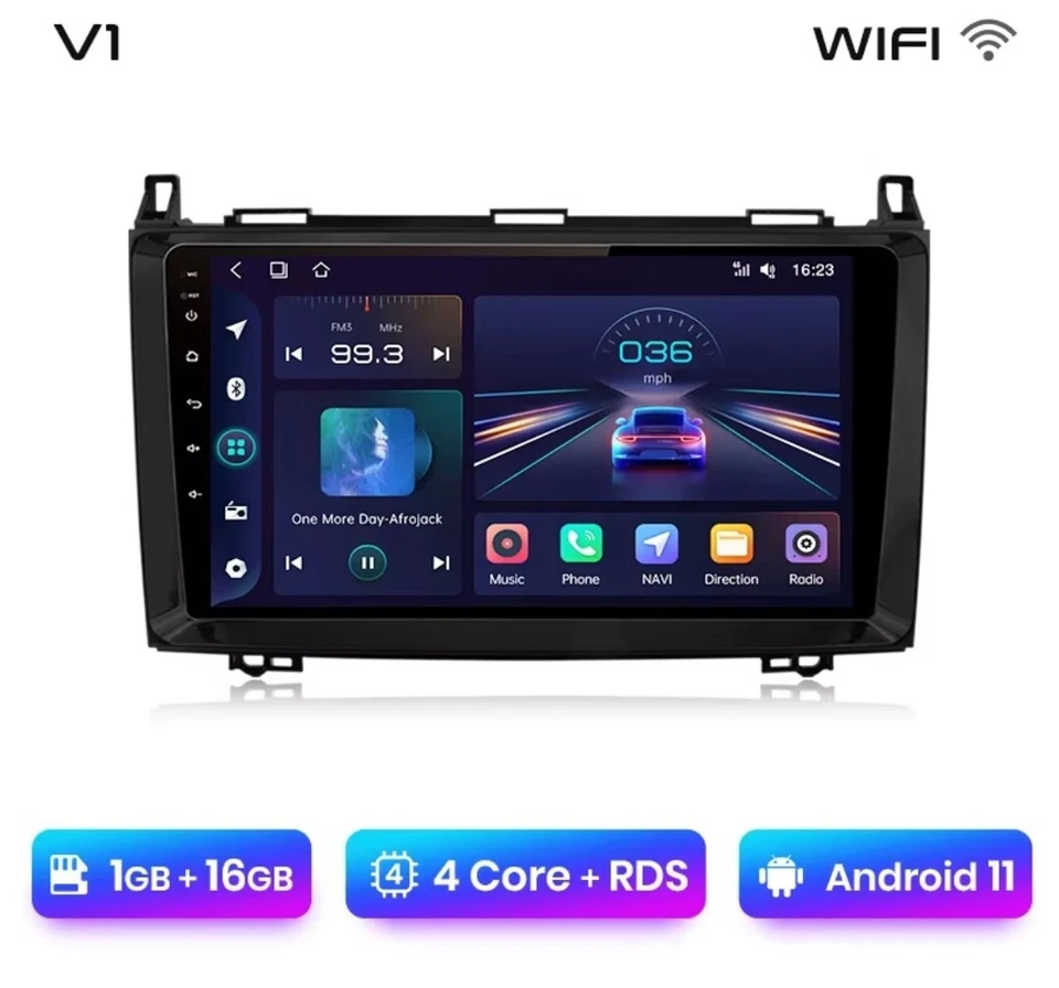 RADIO 2 DIN PER MERCEDES CLASSE A W169 B W245 BLUETOOTH ANDROID GPS RDS WI-FI  - Immagine 1 di 4