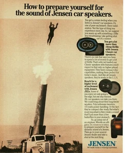 1987 JENSEN car stereo speakers Daredevil man shot from cannon Vintage Print Ad - Picture 1 of 1