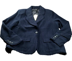 Dialogue Womens Blazer Sz 16 Scalloped Trim Single Button Long Sleeve NWT - Picture 1 of 13