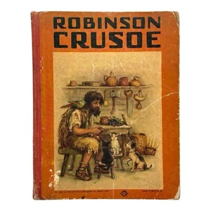 Antique 1922 Robinson Crusoe Children’s Book Saalfield Pub. Profuse Illustration - Picture 1 of 14