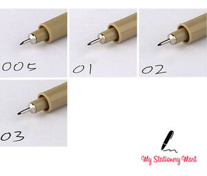 4 Black Fineliners Pens Fine Line Pen Fine Liner Drawing Black Pigment Ink Set