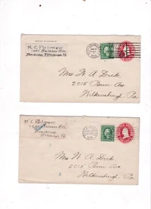 1932 PITTSBURGH, PA. 2 UPRATED PREPAID POSTAL STATIONERY TO WILKINSBURGH, PA. - Picture 1 of 2