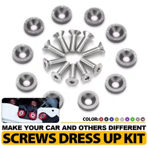 10x Car Fender Washer Bolt Engine Bay Screw Dress Up Kit Aluminum M6x15MM Gray - Picture 1 of 8