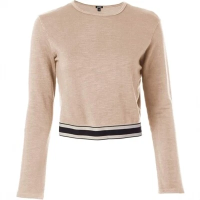 Sudadera Monrow Rayas Elástica Top Taupe Tostado L Preppy Neutral Normcore Nueva con Etiquetas Foto 1 de 4