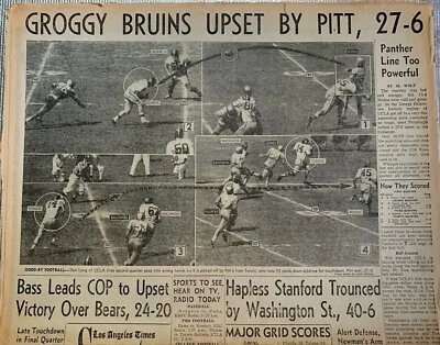 UCLA Bruins 9/21/1958 Los Angeles Times newspaper vs Pitt Panthers - Image 1 of 4