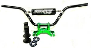 Staggs Racing Bar Kit With Billet  Clamp  KLX110 ALL MODELS Green clamp - Picture 1 of 5