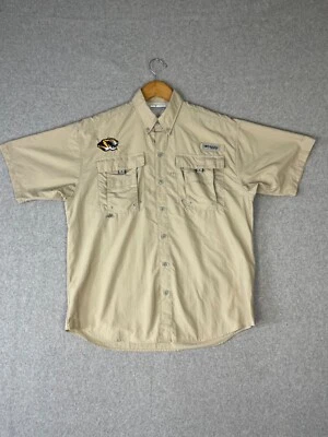 University Of Missouri Tigers Shirt Mens S Tan Mizzou Columbia PFG Fishing Shirt - Image 1 of 4