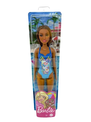 Barbie Muñeca de Playa con Tie Dye y Margaritas Traje de Baño Barbie, Pelo Castaño - (Nuevo) Foto 1 de 4