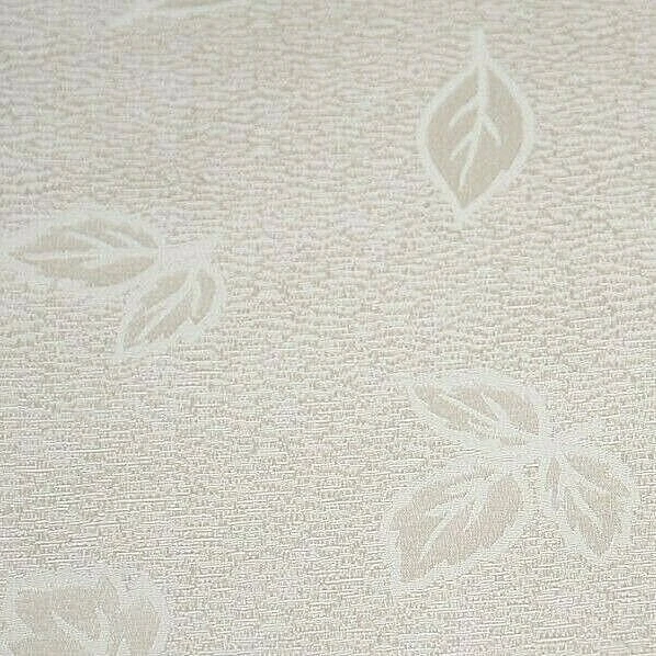 Vintage High End Off White Leaf Damask Fabric Textured 2 plus yards satin - Image 1 of 4