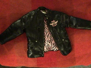 Vintage Harley Davidson Motorcycle Faux Leather Jacket Youth Size 4T Black - Picture 1 of 3