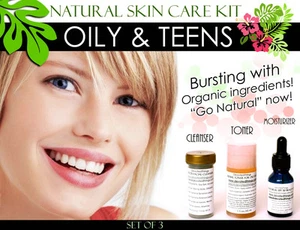Natural Skin Care Kit For Teens and Oily Skin Set of 3 - Picture 1 of 4